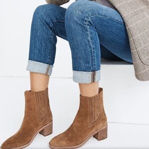 MADEWELL The Autumn High Chelsea Boot In Suede Brown Tan Size 9.5 Leather